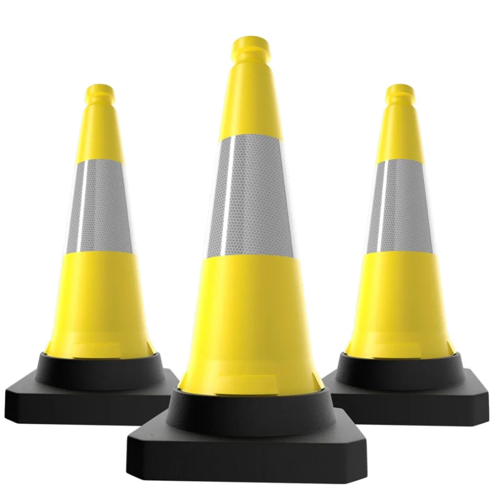 Yellow traffic safety reflective cones