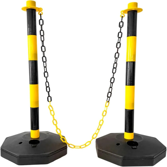 Two Black and Yellow Striped Posts