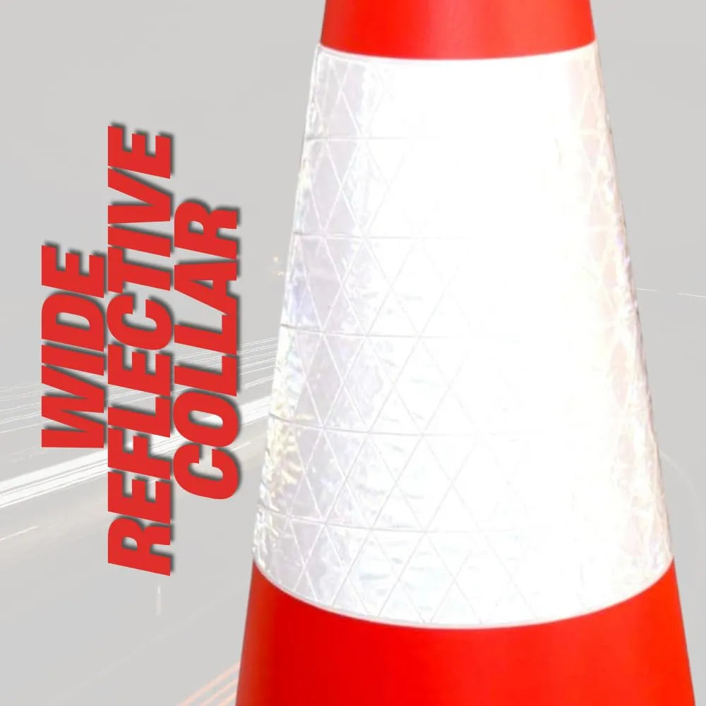 Red traffic safety cones