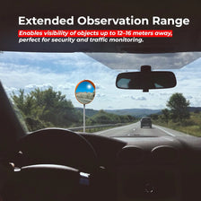 orange convex traffic style mirror for outdoor visibility and guidance