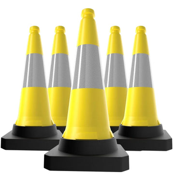 Cône de signalisation robuste – Jaune – Ensemble de 5 – 20″