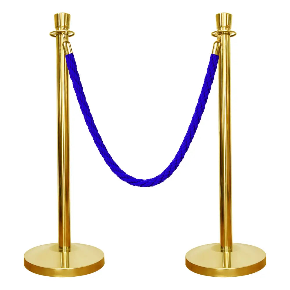 Gold stanchion with blue rope