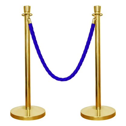Gold stanchion with blue rope