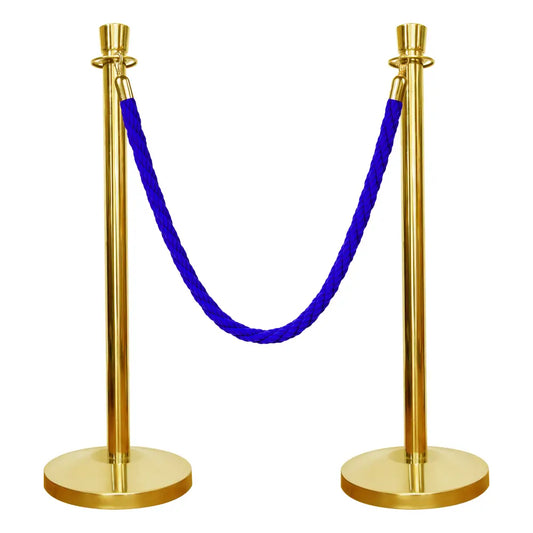 Gold stanchion with blue rope