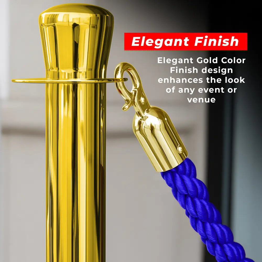 Gold pole with blue rope elegant finish