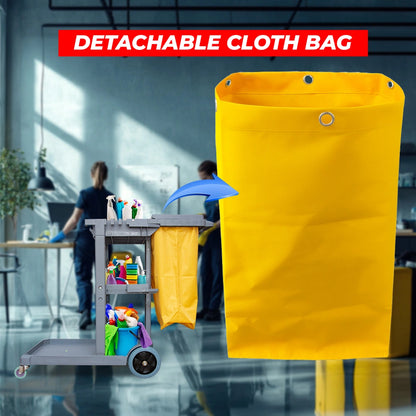 utility 3 tier cleaning cart in grey for housekeeping and maintenance