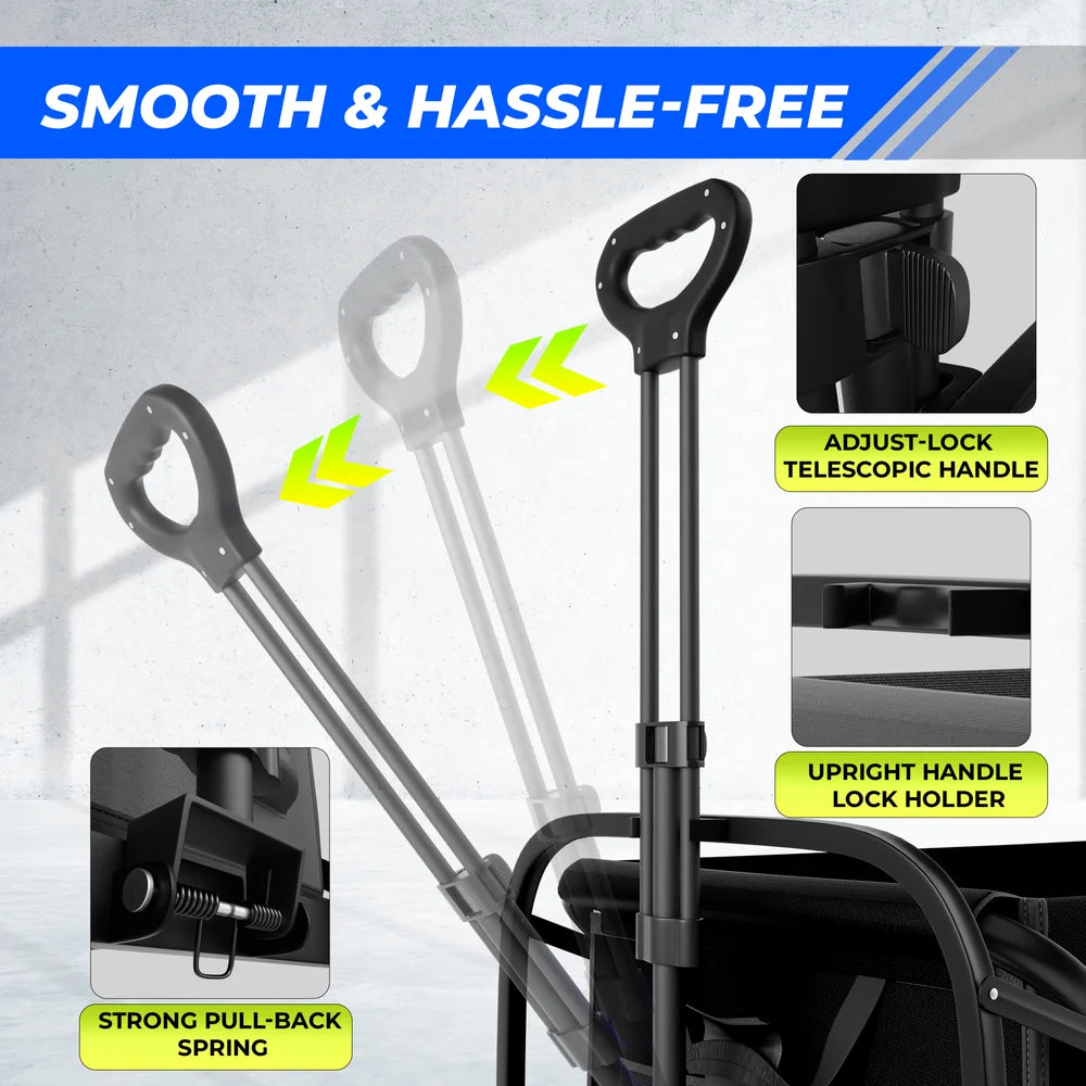 black folding utility transport cart for versatile use