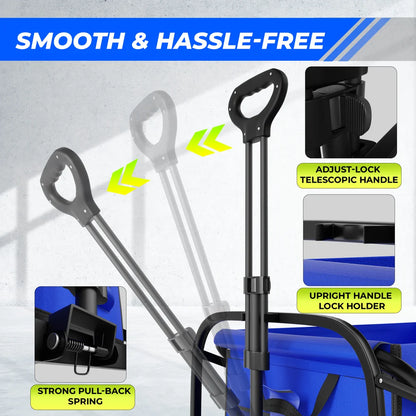 blue folding utility transport cart for versatile use