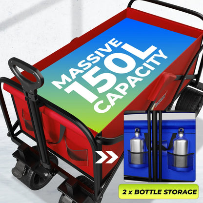 red folding utility transport cart for versatile use