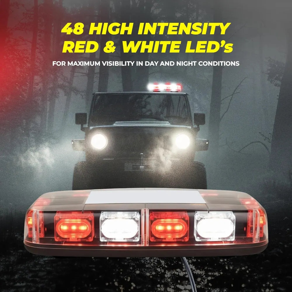 high-intensity LEDs for visibility.
