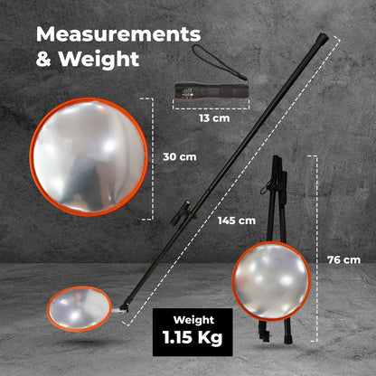 portable vehicle inspection mirror with built in torch for easy visibility