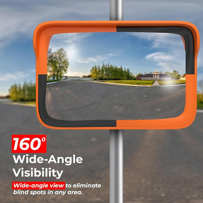 large rectangular convex mirror for warehouse safety and monitoring