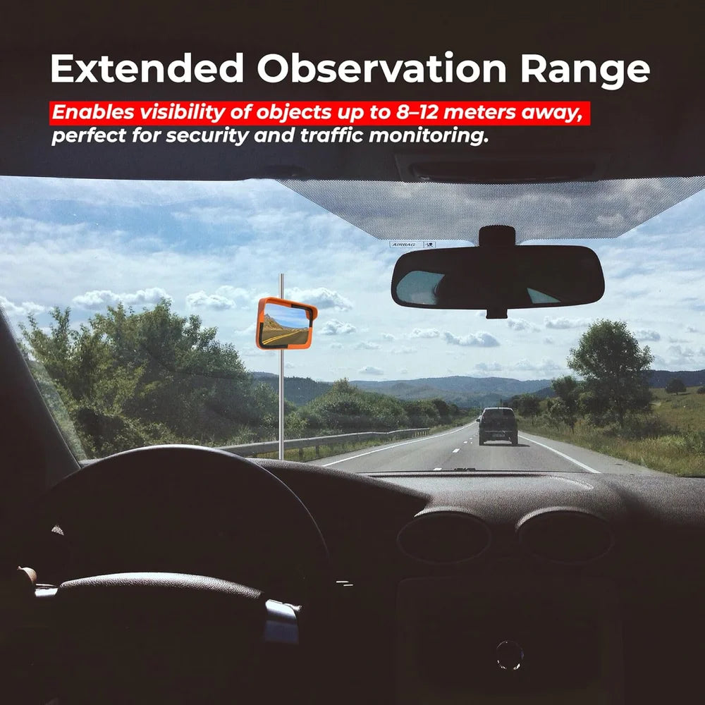 rectangular convex mirror for warehouse traffic and safety use
