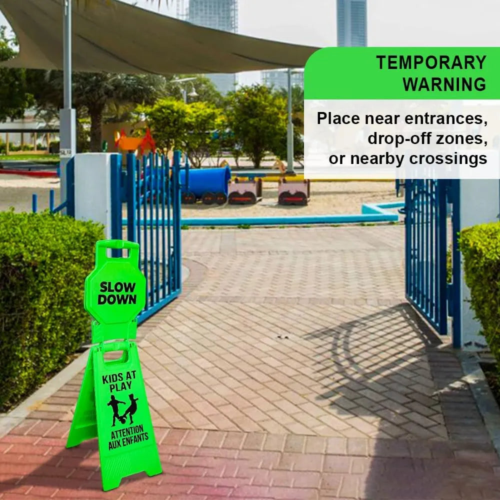 Portable Double Side Warning Sign Green
