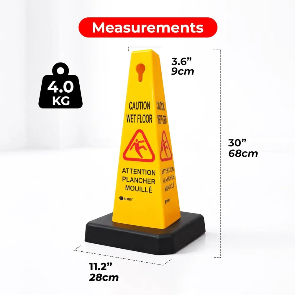 Caution Wet Floor Cone with Rubber Base