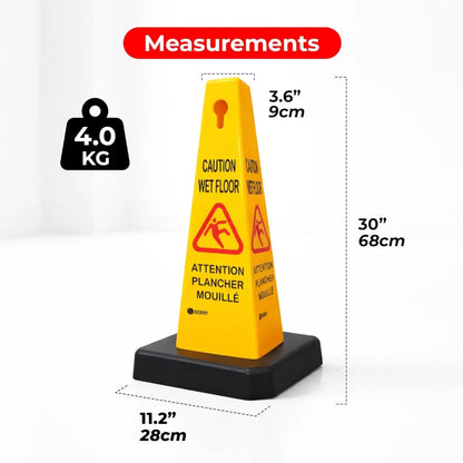 Caution Wet Floor Cone with Rubber Base