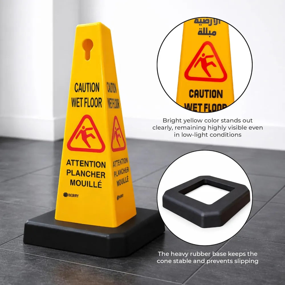 Caution Wet Floor Cone With Heavy Duty Base