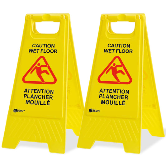 Set of 2 Caution Plastic Wet Floor Sign