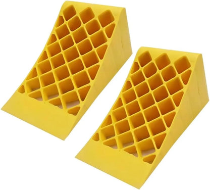 Set of 2 Heavy Duty Wheel Chock with Handle - Yellow