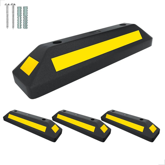 Set of black and yellow traffic barriers