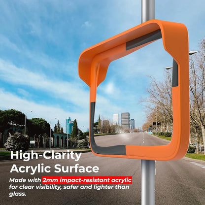 rectangular wide angle convex mirror for blind spot visibility