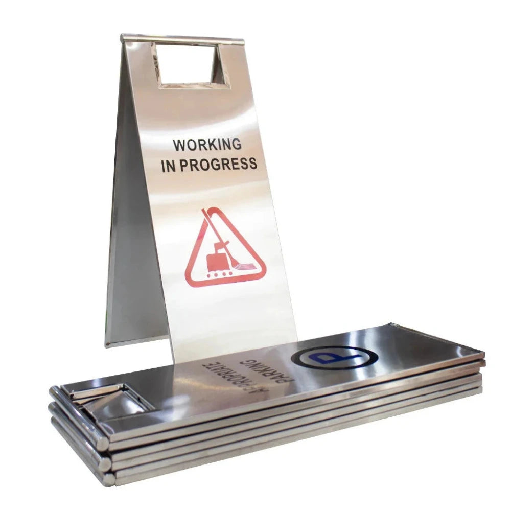 Stainless Steel Work in Progress Floor Sign Board | Order Now
